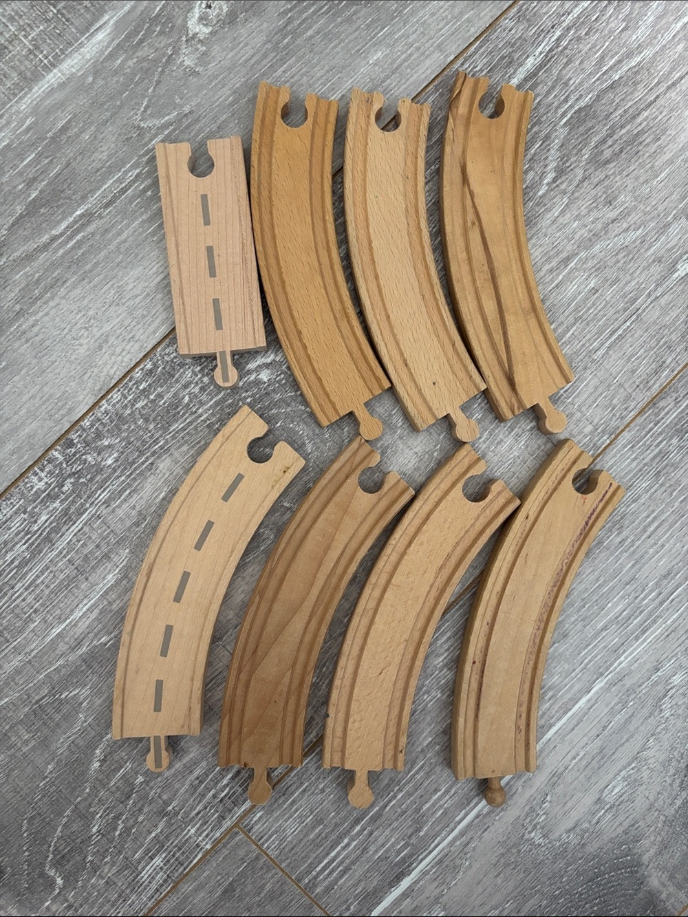 Wooden Track - Set #3 - 8 Pieces Marked/Fair Condition - Picture 6 of 7